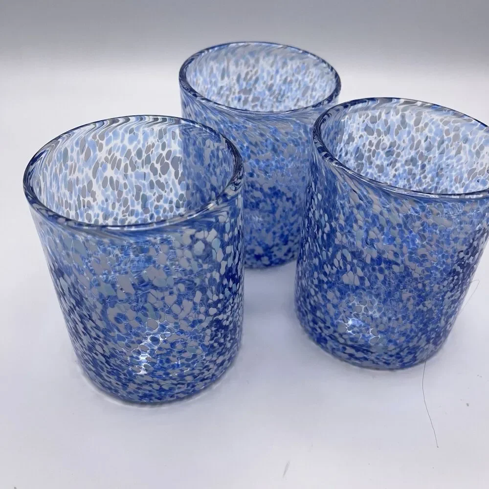 Set of 3 Blue Speckled Glasses